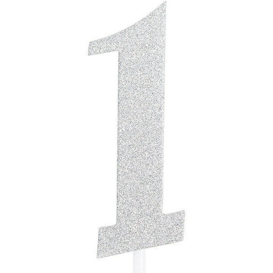 Silver Number One Cake Topper