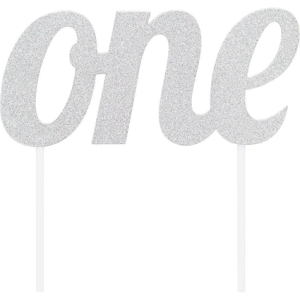 Silver " One" Cake Topper