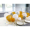Silver, White And Gold Balloon Garland Table Runner With Foil Confetti Cutouts