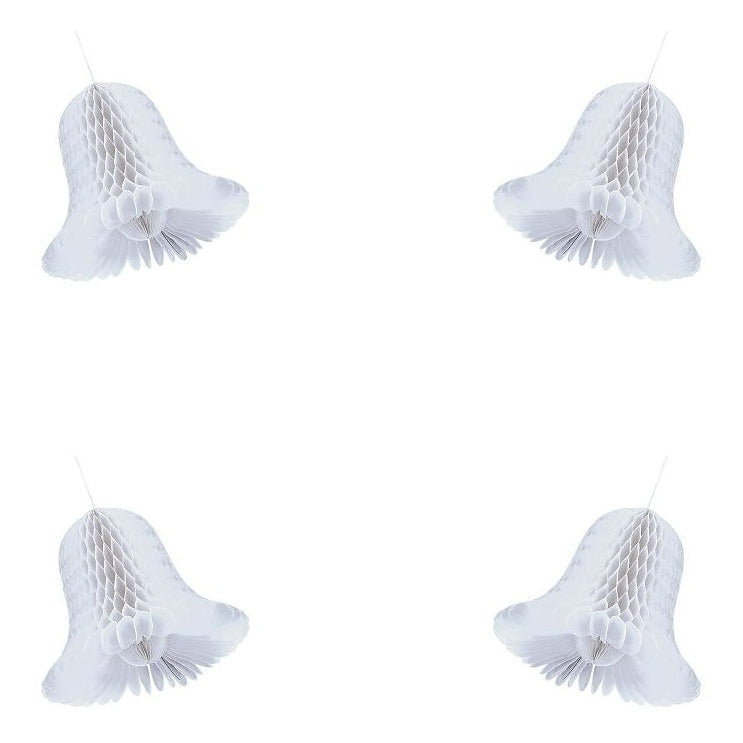Small White Bridal Honeycomb Bells 4 Count