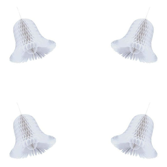 Small White Bridal Honeycomb Bells 4 Count
