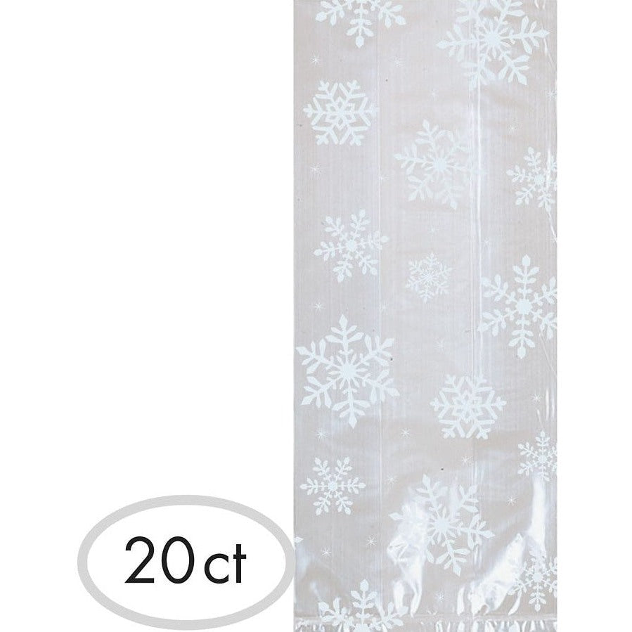 Small White Snowflake Cellophane Party Bags