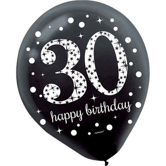 Sparkling Celebration "30Th Birthday" Latex Balloons