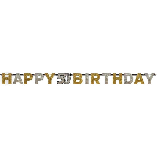 Sparkling Celebration 50Th Birthday Prismatic Letter Banner