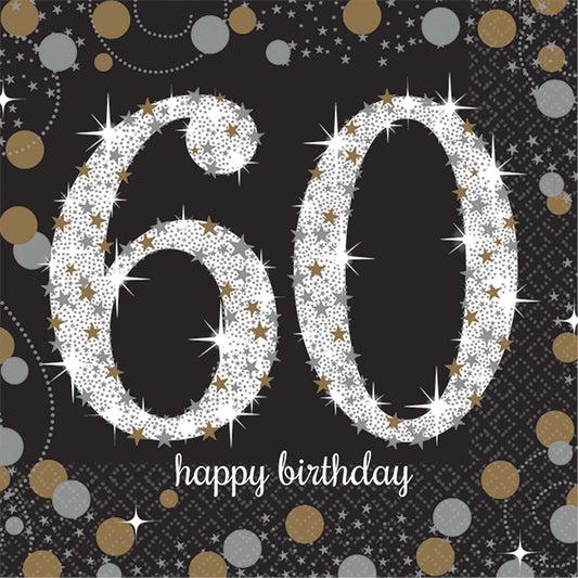 Sparkling Celebration 60Th Birthday Beverage Napkins