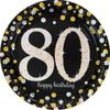 Sparkling Celebration 80Th Birthday Round Prismatic Plates, 9"