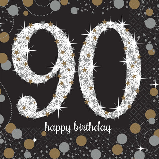 Sparkling Celebration 90Th Birthday Beverage Napkins