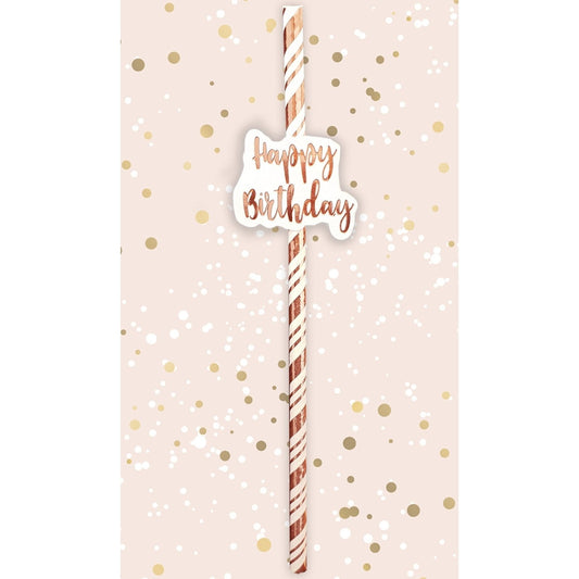 Straws - Rose Gold Happy Birthday