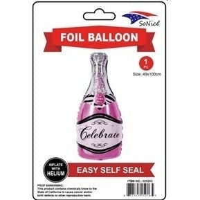 Pink Champagne Bottle Foil Supershape Balloon