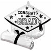 Foil Balloon - Super Shape Congrats Grad White