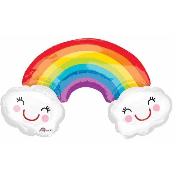 Rainbow With Clouds Supershape Foil Balloon