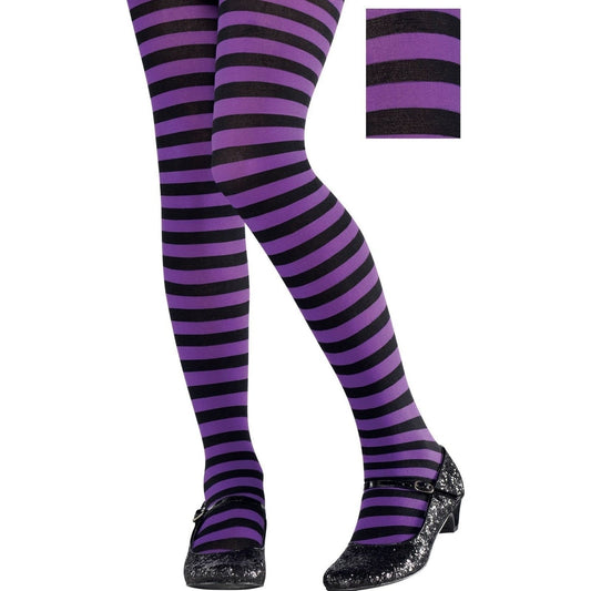 Tights - Striped Purple Black Ch S/M