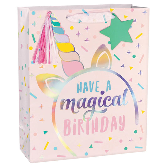 Unicorn Birthday Large Bag W/Gift Tag