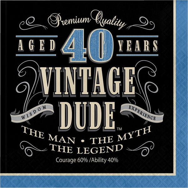 Vintage Dude 40Th Birthday Napkins