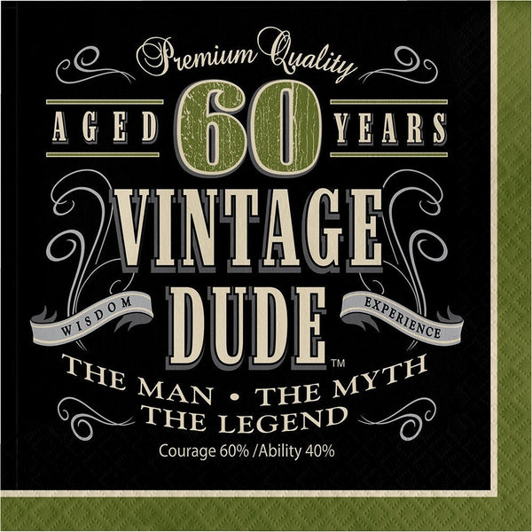 Vintage Dude 60Th Birthday Napkins