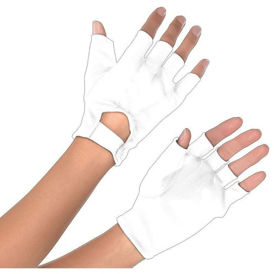 White Short Fingerless Gloves - Adult