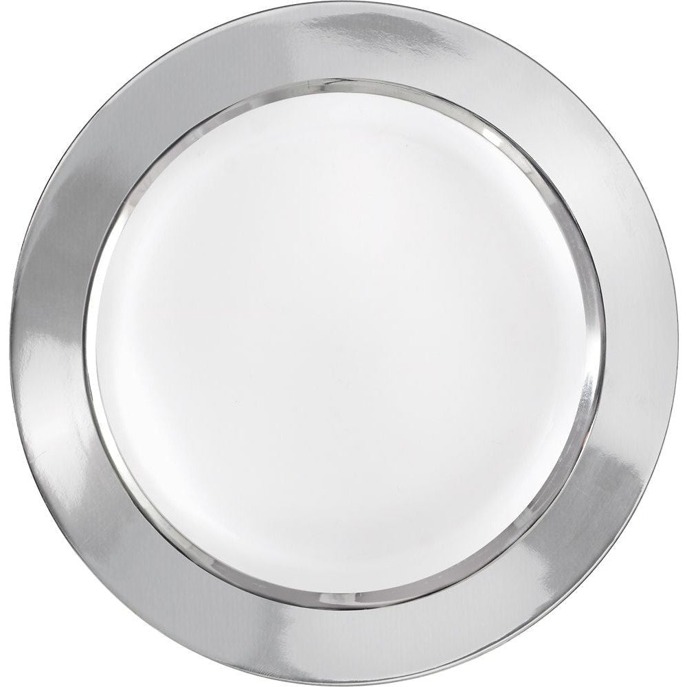 White W/Silver Border, Premium Plastic Plates, 10 1/4"
