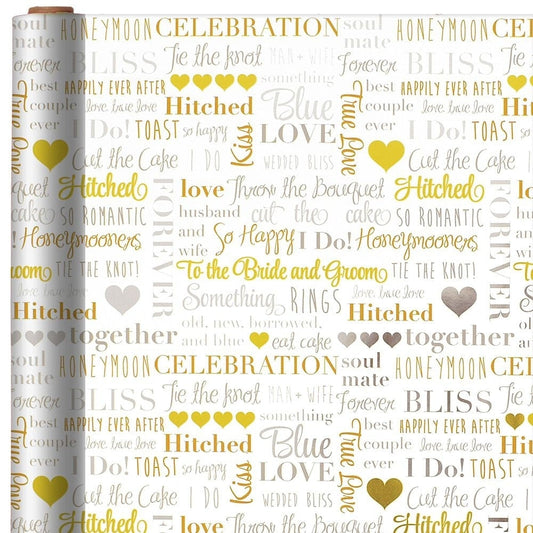 Word Wedding Foil Jumbo Gift Wrap