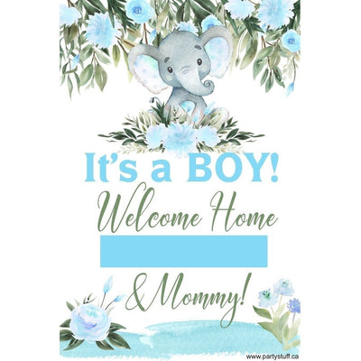Yard Sign - Fill-In-The-Blank Baby Shower Elephant Blue