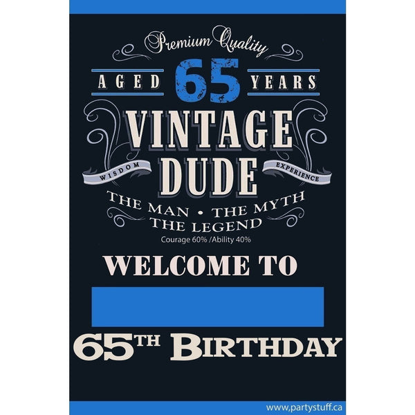 Yard Sign - Fill-In-The-Blank Vintage Dude Birthday 65