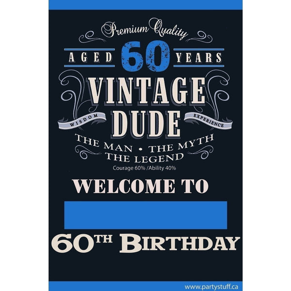 Yard Sign - Fill-In-The-Blank Vintage Dude Birthday 60